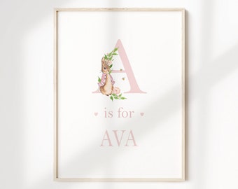 Peter Rabbit Nursery Print | Baby Name Print | Peter Rabbit Nursery Decor | Nursery Wall Art | Baby Decor | Beatrix Potter