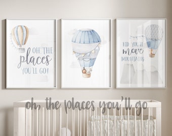 Oh the places you'll go Nursery Prints | Nursery Art | Nursery Decor | Adventure Nursery Wall Art | Baby Decor | Hot Air Balloon Animals