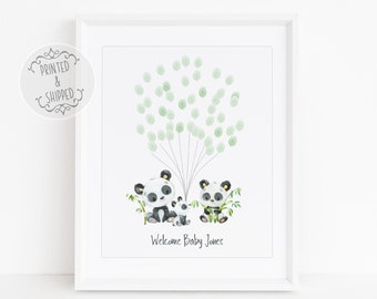 Baby Shower Fingerprint Guest Book | Panda Baby Shower | Alternative Guest Book | Fingerprint Tree | Panda Rabbit