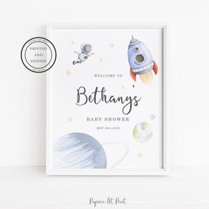 Señal de bienvenida del baby shower - Señales de baby shower espacial - Bienvenido al baby shower - Personalizado - Baby shower espacial - Cohete astronauta