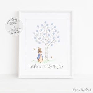 Libro degli ospiti con impronte digitali di Peter Rabbit / Baby Shower di Peter Rabbit / Libro degli ospiti alternativo / Albero con impronte digitali per baby shower