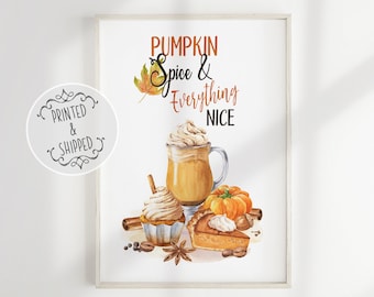 Impresión de otoño / Arte de otoño / Impresión de calabaza y especias / Decoración de pared de otoño / Impresión de otoño / Hola otoño / Impresión de temporada