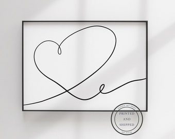 Minimalist Line Drawing | Line Art | Home Decor | Love Print | Abstract Heart