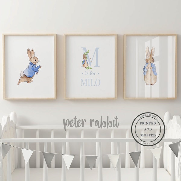 Peter Rabbit Nursery Prints | Baby Name Print | Peter Rabbit Nursery Decor | Nursery Wall Art | Baby Decor | Beatrix Potter Set of 3