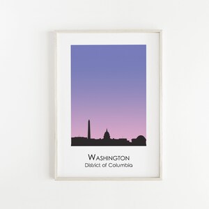 Impressão da silhueta do horizonte de Washington DC | arte da parede do horizonte da cidade | Impressão da cidade dos EUA | Arte de parede para impressão | Download Digital Instantâneo