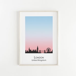 London Skyline Druck | City Skyline Wall Art | UK Stadt Druck | Druckbare Wandkunst | Sofortiger digitaler Download
