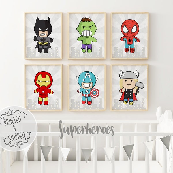 Superhero Nursery Prints | Nursery Superhero Art | Superhero Nursery Decor | Superhero Nursery Wall Art | Baby Decor | Set of 6