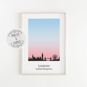 London Skyline Silhouette Print | City Art | Wohndeko | City Skyline Wandkunst | EU-Stadt Drucke | Büro dekor | London