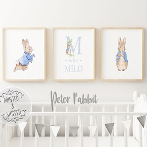 Peter Rabbit Personalised Blue Name Nursery Print Wall Art Gift Baby Boy Peter Rabbit Personalised Blue Name Nursery Print Wall Art Gift Baby Boy