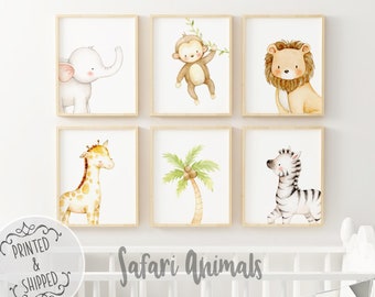 Safari Animals Nursery Impressions | | d’art des animaux de pépinière Jungle Nursery Decor | safari Nursery | d’art mural | de décoration pour bébé Ensemble de 6
