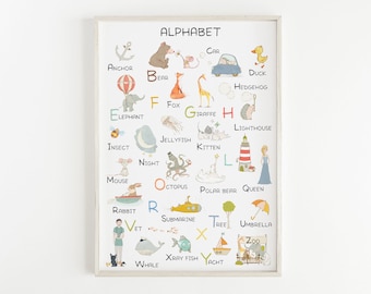 Alphabet-Druck | Alphabet Kunst | Druckbare Wandkunst | Kinderzimmer Dekor | Kinderzimmer Wand Kunst | Alphabet Poster | Kinderdruck | ABC Wandbild
