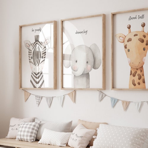 Safari Baby Animal Nursery Prints Set of 3 African Nursery Etsy