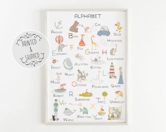 Impressão do alfabeto | Arte do alfabeto | Decoração de berçário | Arte de parede para berçário | Pôster do alfabeto | Impressão para berçário | Impressão infantil | Arte de parede do alfabeto