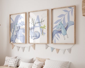 Dinosaur Prints | Dinosaur Nursery Prints | Nursery Decor | Bedroom Decor | Dinosaur Decor | Dinosaur Wall Art | Custom Name Boy Print