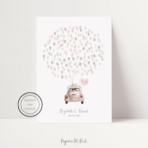 Wedding Fingerprint Tree | Wedding Guest Book | Thumb Print Guest Book | Alternative Guest Book | Wedding Tree | Love | Vintage Car