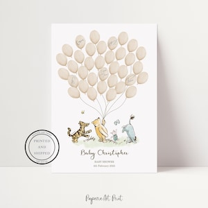 Baby Shower Signature Gästebuch | Winnie Puuh Babyparty | Alternatives Gästebuch | Fingerabdruckbaum | Winnie Puuh