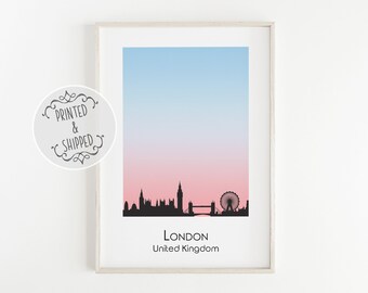 London Skyline Silhouette Print | City Art | Home Decor | City Skyline Wall Art  | UK City Prints | Office Decor | London