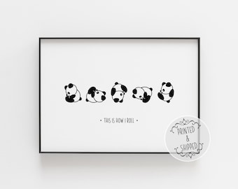 Panda This Is How I Roll Print | Wall Art Print | That&#39;s How I Roll Wall Art | Wall Decor Print | Home Decor | Panda Print