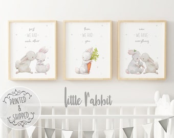 Nursery Rabbit Print | Cute Rabbit Art | Nursery Decor | Nursery wall art | Rabbit | First we had each other | Baby Decor | Set of 3