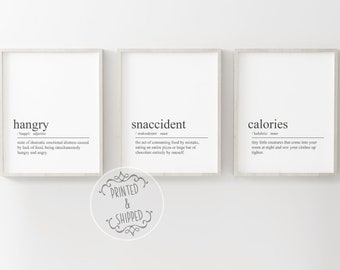 Snaccident Hangry Calorie Definition Print | Kitchen Print Set | Home Decor | Gift Wall Art | Dictionary Print | Kitchen Print | Funny Print