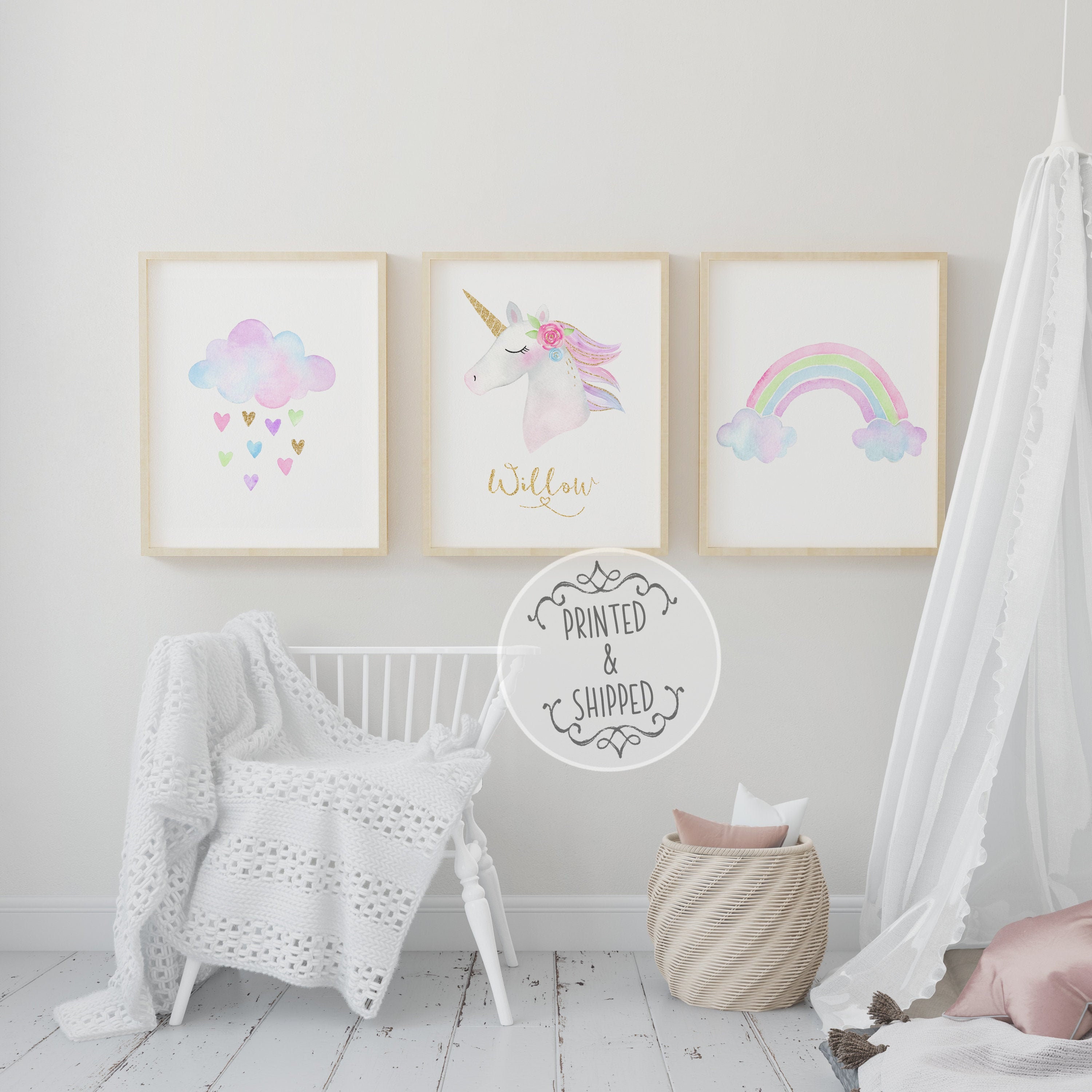 Unicorn Childrens Prints | Kids Name Print | Unicorn Decor | Children…