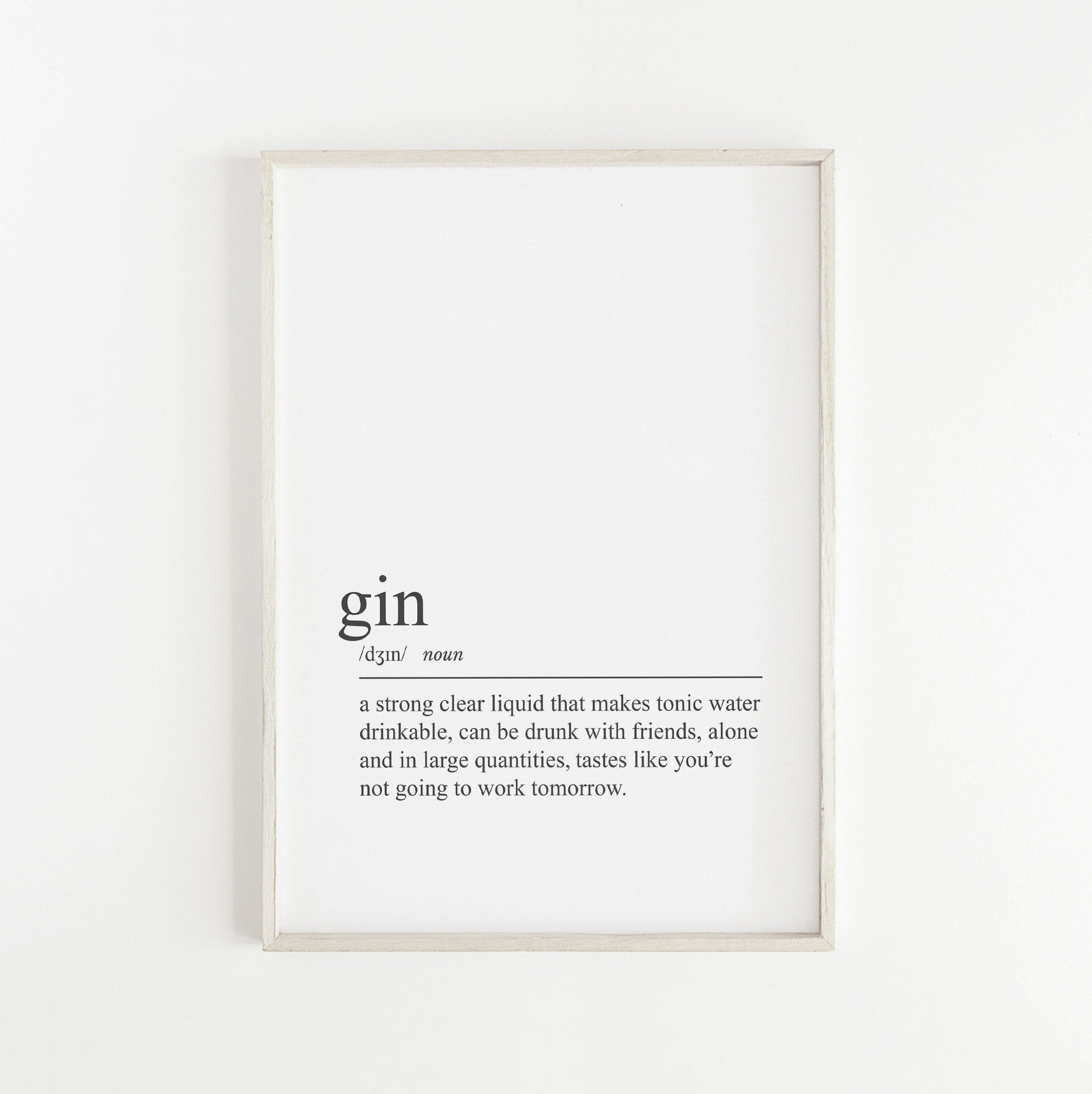 Gin Definition Print Kitchen Decor Gift Wall Art Etsy UK