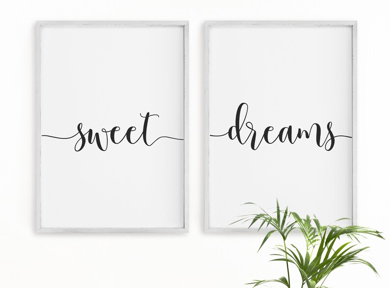 Sweet Dreams Print Bedroom Wall Art Calligraphy Quote Wall Etsy UK