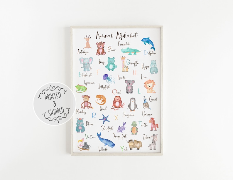 Animal Alphabet Print Alphabet Art Nursery Decor Nursery Etsy