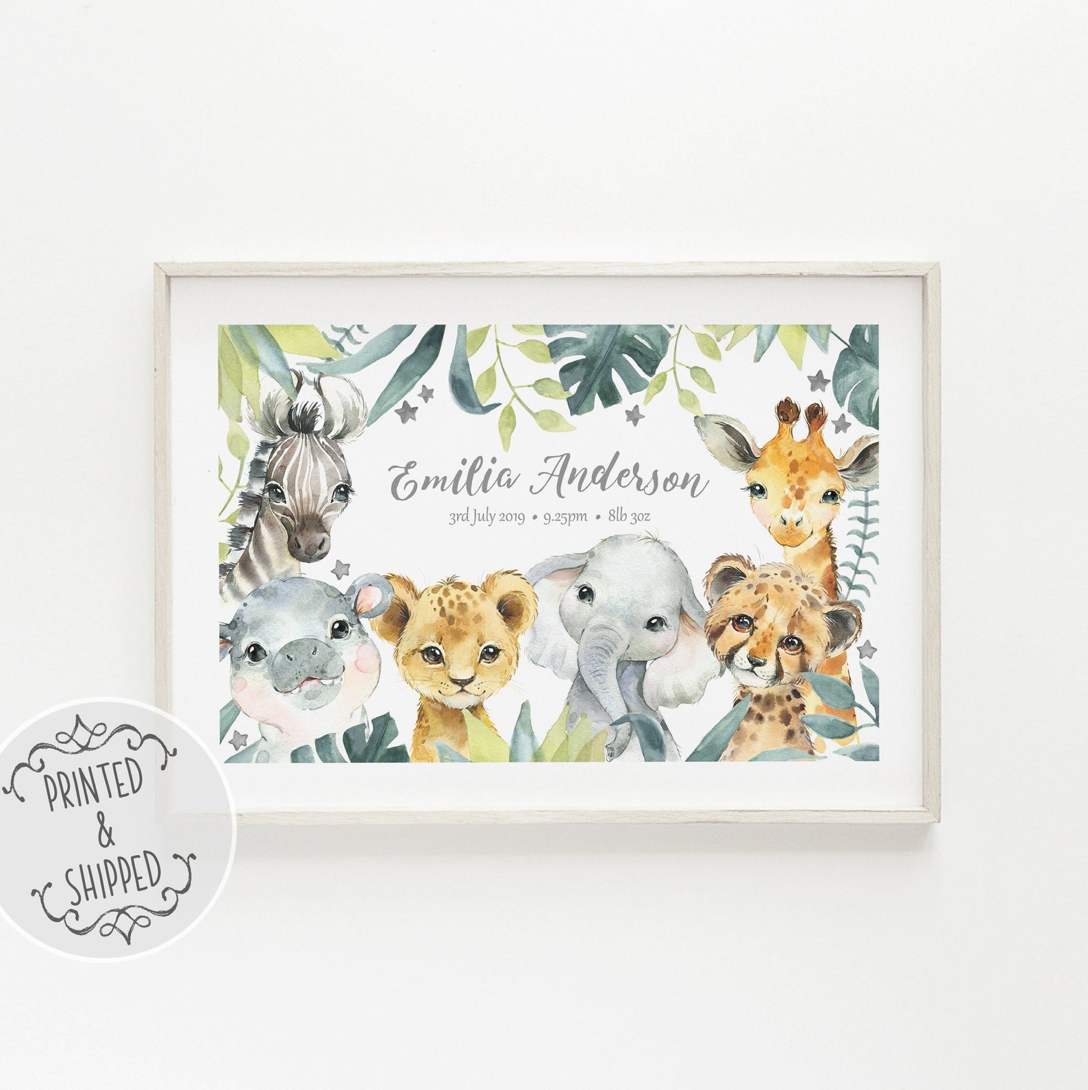 Safari Animals Nursery Print | Baby Name Print | Safari Nursery Decor ...