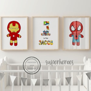 Superhero Nursery Prints | Baby Name Print | Superhero Nursery Decor | Nursery Wall Art | Baby Decor | Superhero Set of 3