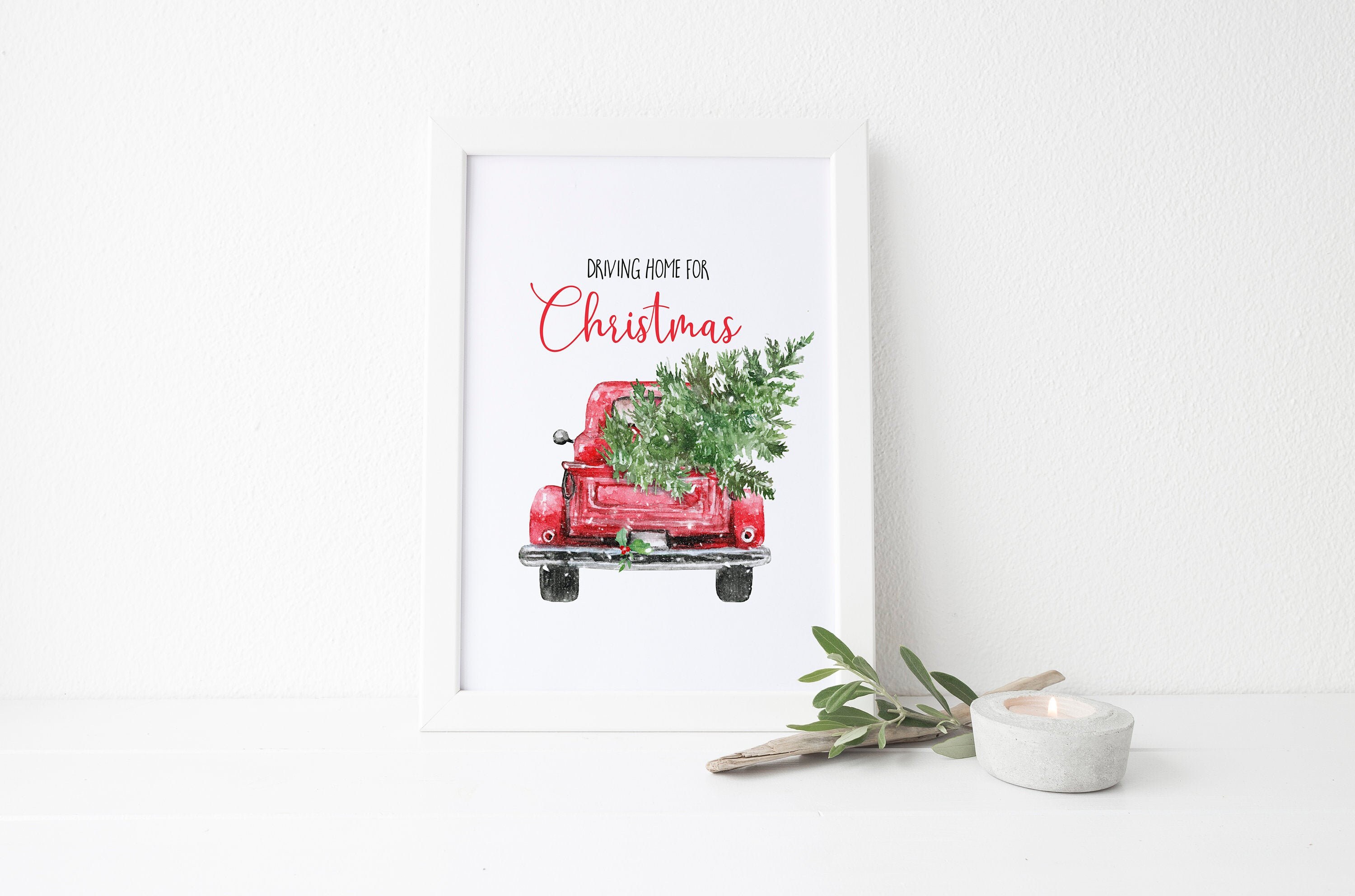 Red Truck Christmas Print Christmas Wall Art Quote wall Etsy