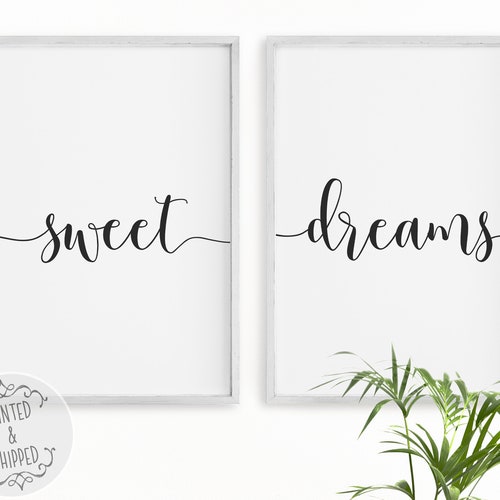 Sweet Dreams Print Bedroom Wall Art Calligraphy Quote Wall Etsy UK