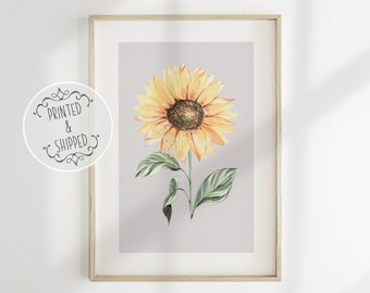 Sunflower Print | Sunflower Wall Art | Wall Decor | Kitchen Print | Watercolor Flower Print | Home Decor | Botanical Wall Art