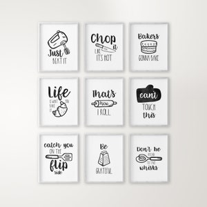 Kitchen Prints | Kitchen Art | Kitchen Decor | Chop It Like It's Hot | Bakers Gonna Bake | Pick Any 3 | Set of 3 | A4