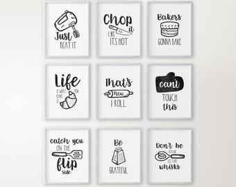 Kitchen Prints | Kitchen Art | Kitchen Decor | Chop It Like It's Hot | Bakers Gonna Bake | Pick Any 3 | Set of 3 | A4