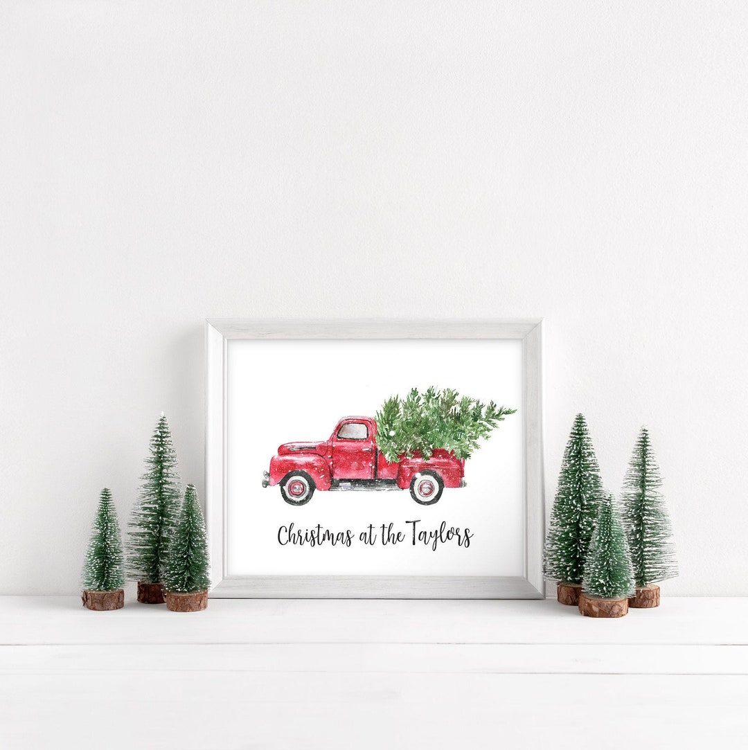 Red Truck Christmas Print Christmas With the Holiday Wall Art Family Christmas Print Christmas ...