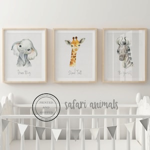 Safari Animals Nursery Prints | Nursery Animals Art | Jungle Nursery Decor | Safari Nursery Wall Art | Baby Decor | Set of 3, Fine Art Paper