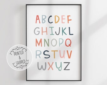 Impressão do alfabeto | Arte do alfabeto | Decoração de berçário | Arte de parede para berçário | Pôster do alfabeto | Impressão para berçário | Impressão infantil | Arte de parede do alfabeto