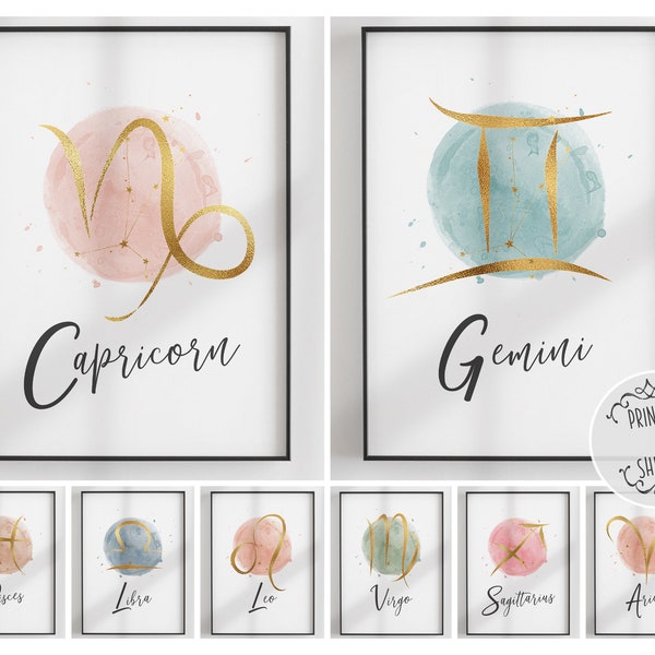 Star Sign Print | Zodiac Print | Home Decor | Birthday Prints | Horoscope Print | Astrology Print | Zodiac Wall Art | Star Sign Wall Art