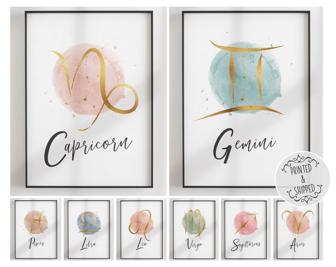 Star Sign Print | Zodiac Print | Horoscope Home Decor | Birthday Astrology Wall Art