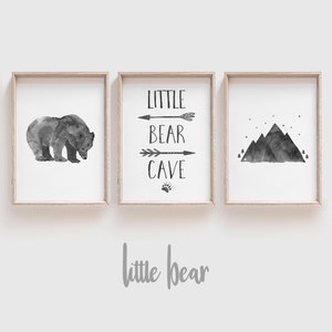 Little Bear Cave Print | Rustic Nursery Art | Nursery Decor | Instant Download | Woodland Nursery | Baby Decor | Set of 3 | Little Man Cave