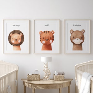 Animals Nursery Prints Nursery Animals Art Woodland Nursery Decor Safari Nursery Wall Art Baby Decor Choose a set of 3 Prints image 10