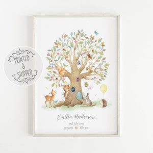 Woodland Animals Nursery Print / Baby Name Print / Woodland Nursery Decor / Nursery Wall Art personalizzata / Forest Animals Name Sign