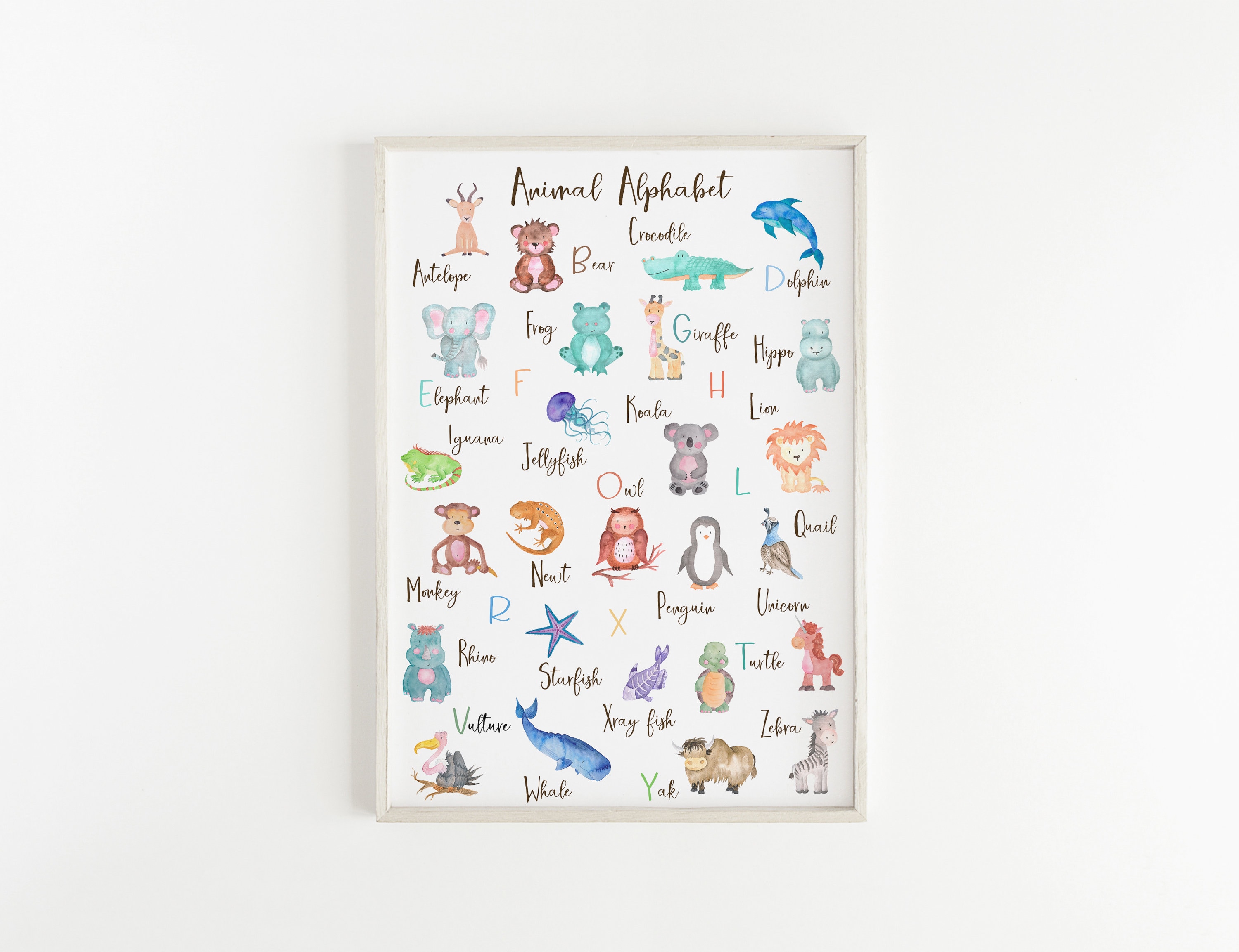 Animal Alphabet Print | Alphabet Art | Nursery Decor | Nursery Wall Art ...