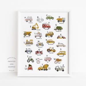 Transport Alphabet Print | Vehicles ABC | Classroom Print | Nursery Wall Art | Alphabet Poster | Nursery Print | Children&#39;s Print | ABC