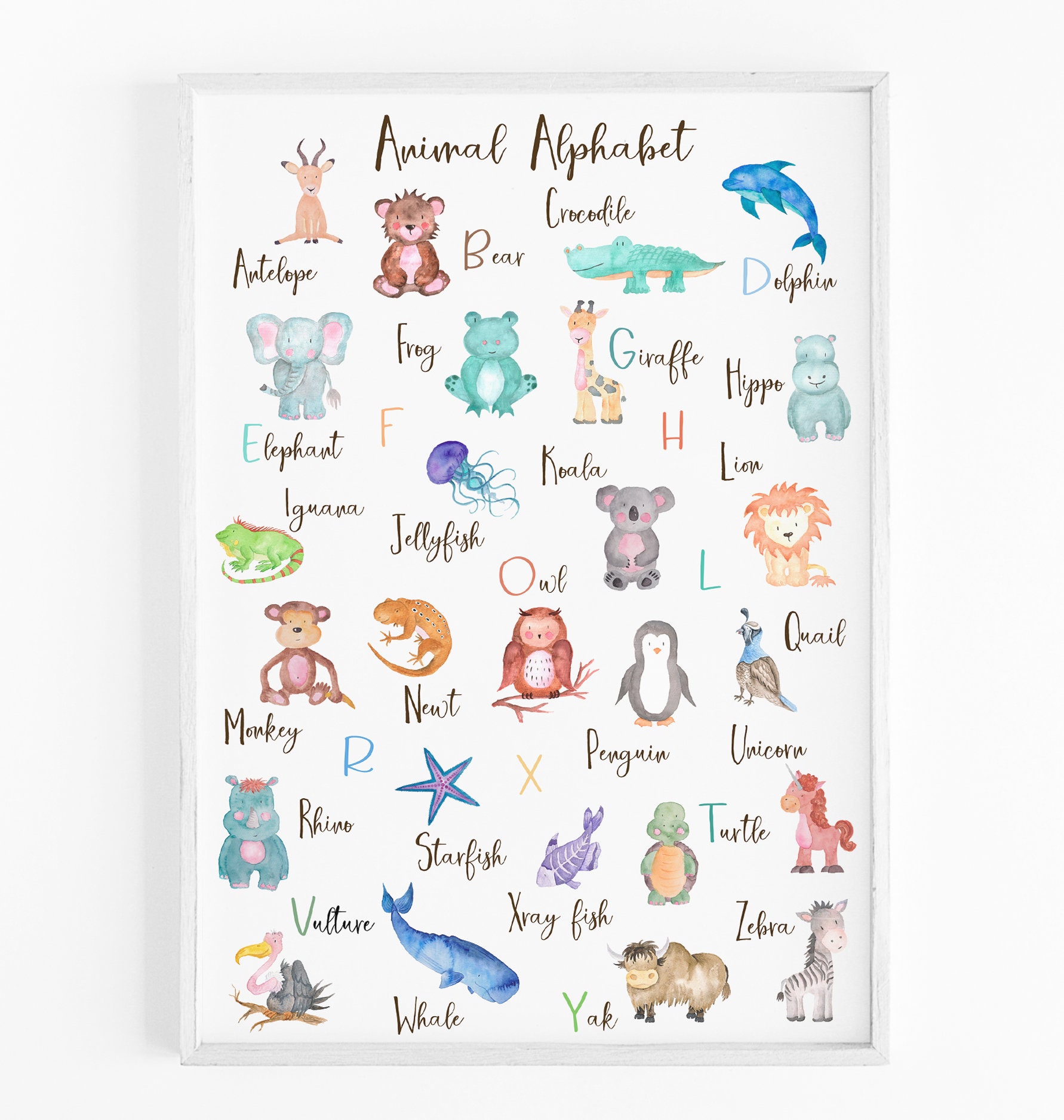 Animal Alphabet Print | Alphabet Art | Nursery Decor | Nursery Wall Art ...