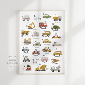 Transport Alphabet Print | Vehicles ABC | Classroom Print | Printable Wall Art | Nursery Wall Art | Alphabet Poster | Children&#39;s Print