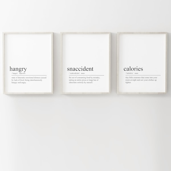 Snaccident Hangry Calorie Definition Print | Gift Wall Art | Definition Print | Instant Download | Kitchen Print | Funny Print | Instant