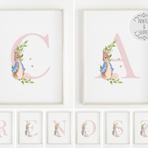 Peter Rabbit Print | Peter Rabbit Name Print | Personalised Nursery Decor | Initial Nursery Wall Art | Baby Decor | Peter Rabbit Art