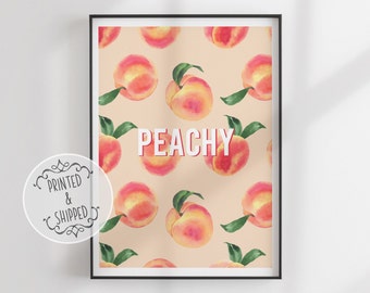 Peachy Druck | Pfirsich Kunst | Aquarell Pfirsiche | Obst Kunstdruck | Moderne Wandkunst | Schicke Wandkunst